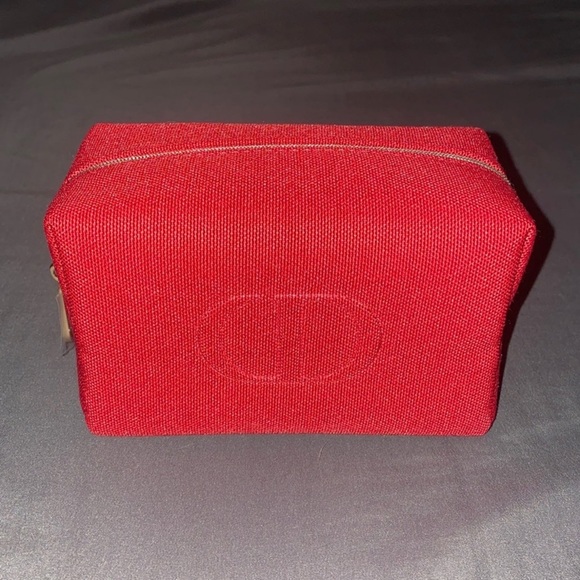 Dior Pouch Cosmetic Organizer Makeup Square Red Case Shaving Kit Dopp Beauty Bag - Picture 5 of 7